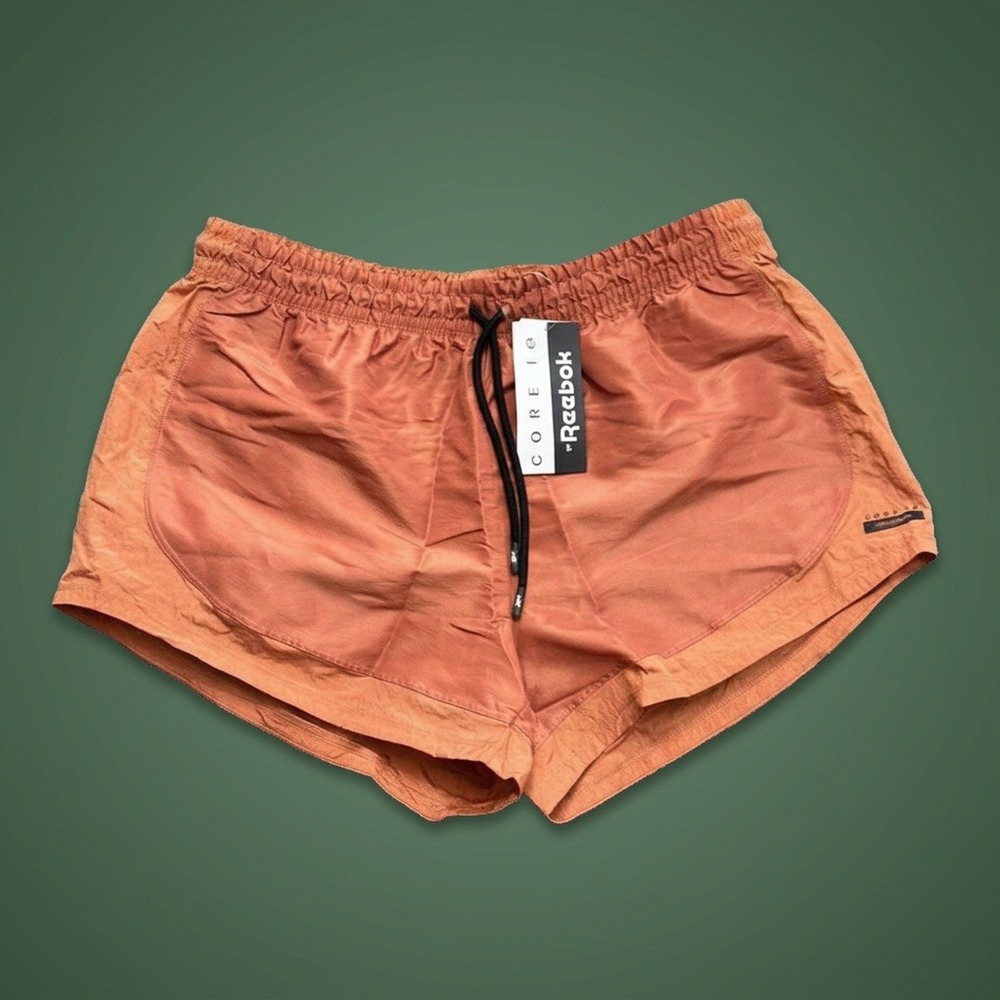 Core 10 by Reebok Shorts Womens L 16-18 Orange Shiny Woven Running 3.5 In NWT